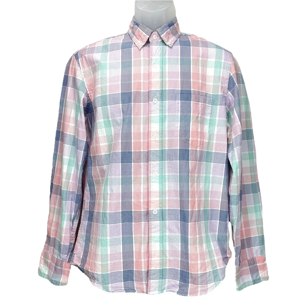 J.Crew Men's Medium Slim Untucked Multicolor Plaid Flex Wash L/S Button-Up Shirt